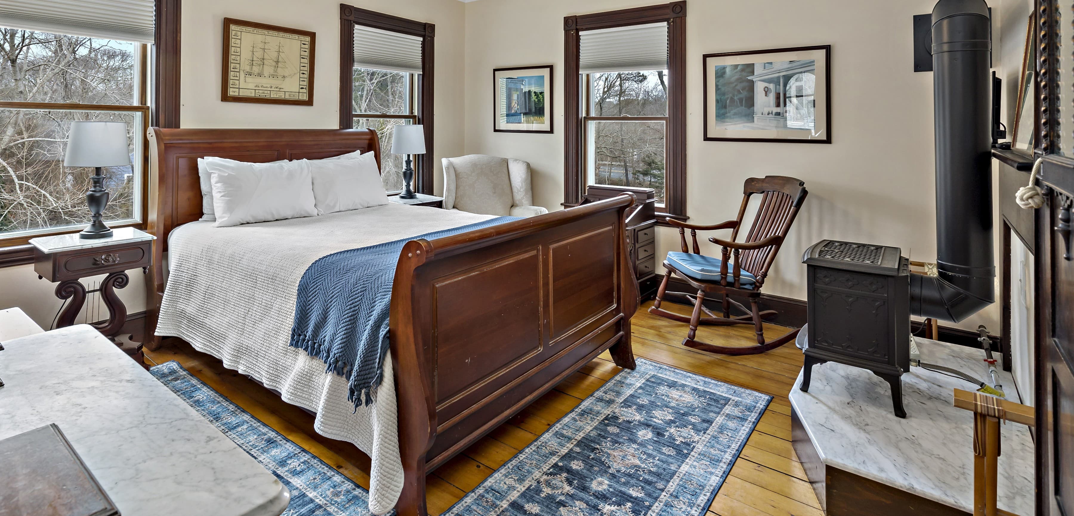 Captains Room showing antique armoire