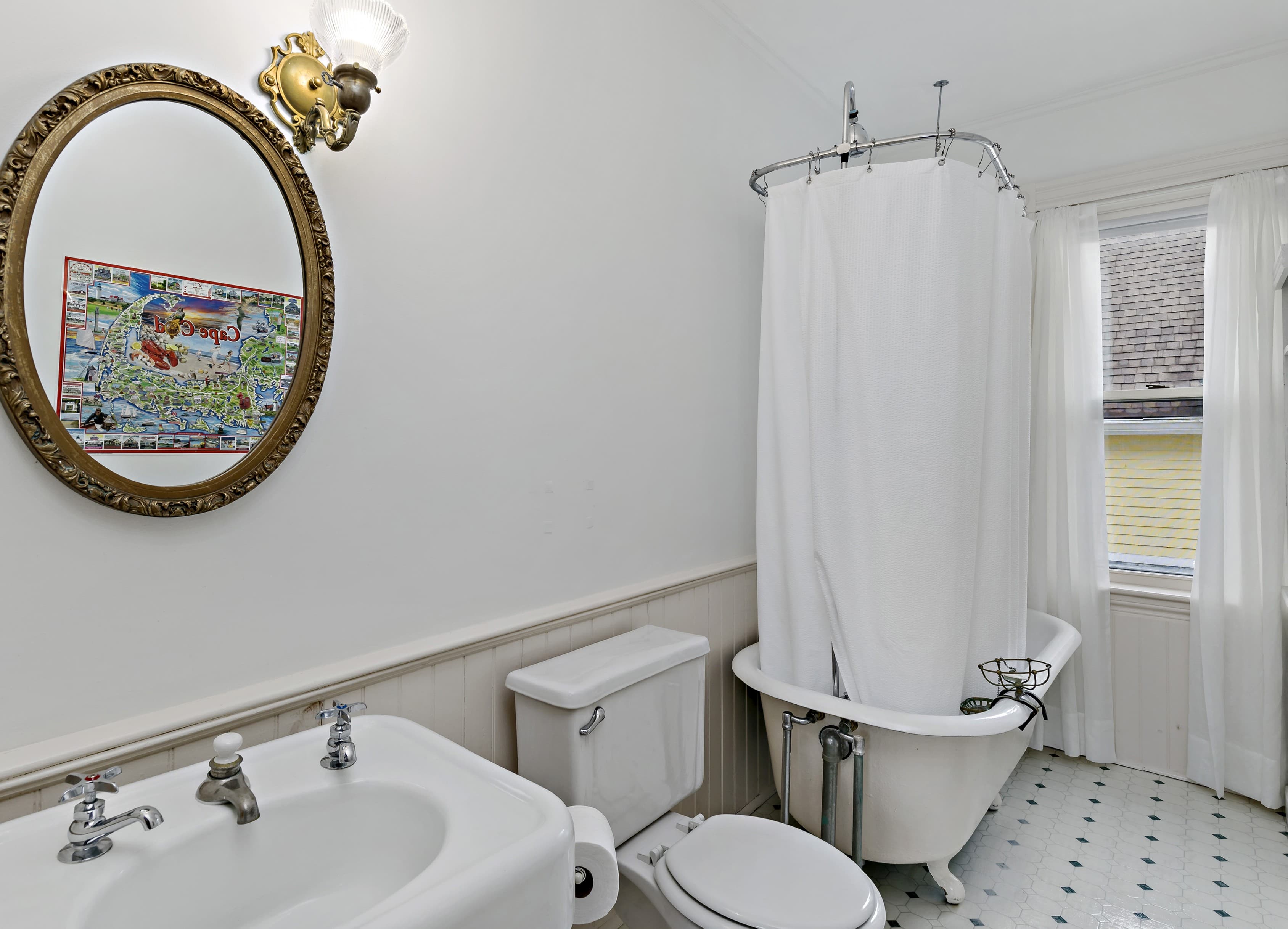 Henry Beston Full Bath showing antique claw foot tub